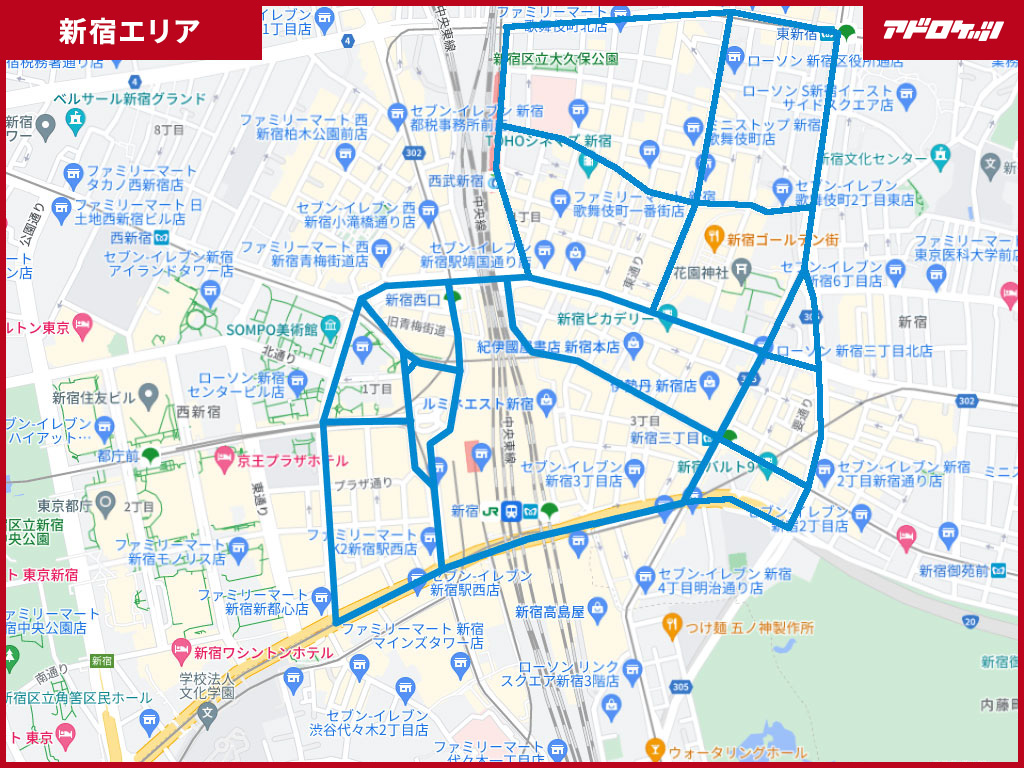 新宿エリアルートマップ