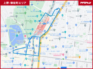 上野・御徒町エリアルートマップ